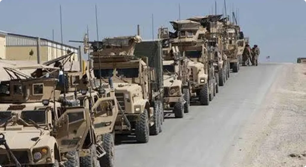 convoy of military vehicles on road