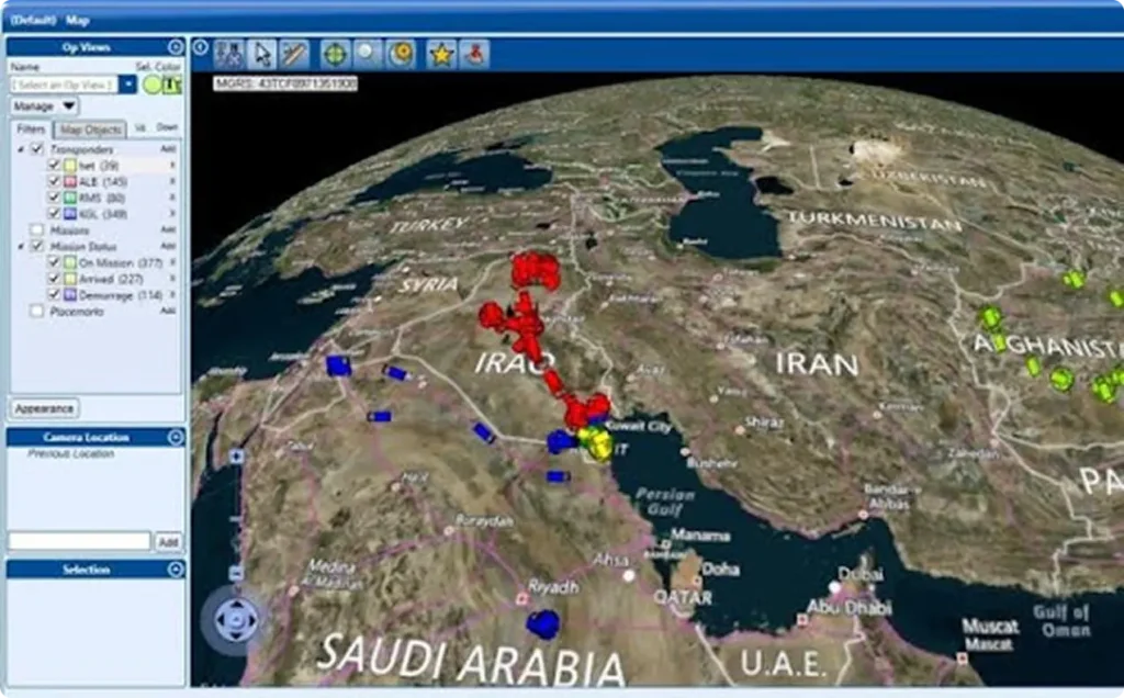 map software interface showing satellite imagery
